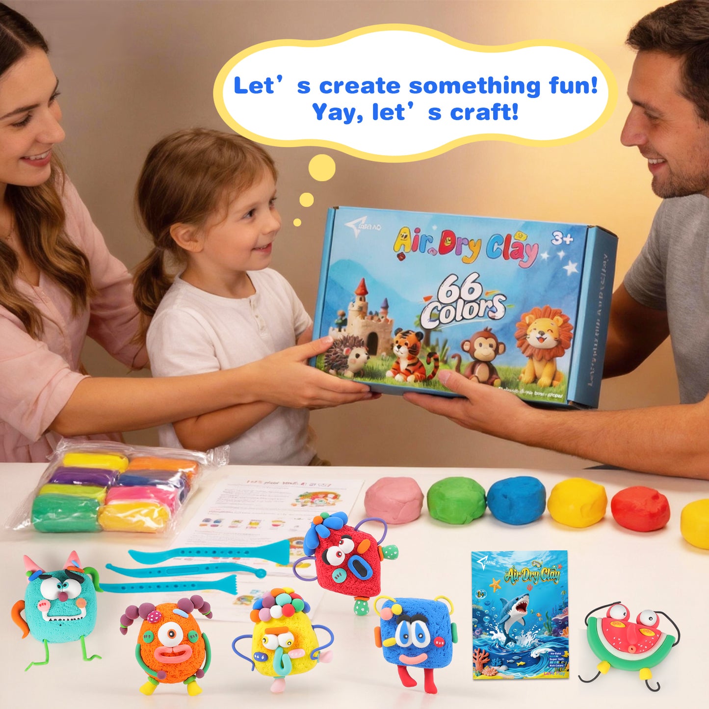 CiaraQ Air Dry Clay 66 Colors, Kids Toys Modeling Clay Kit, Soft and Non-Sticky, Art and Crafts for Boys & Girls 3-12 Years Old