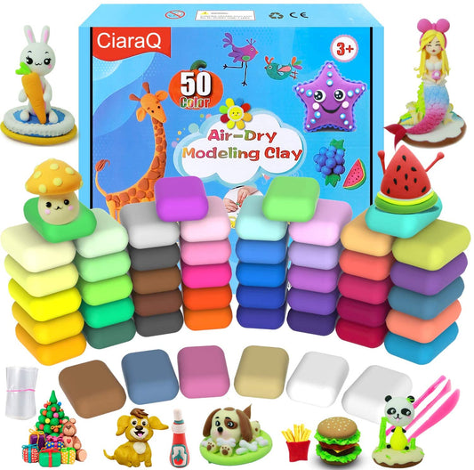 Modeling Clay Kit - 50 Colors Air Dry Ultra Light Clay, Safe & Non-Toxic, Great Gift for Kids.