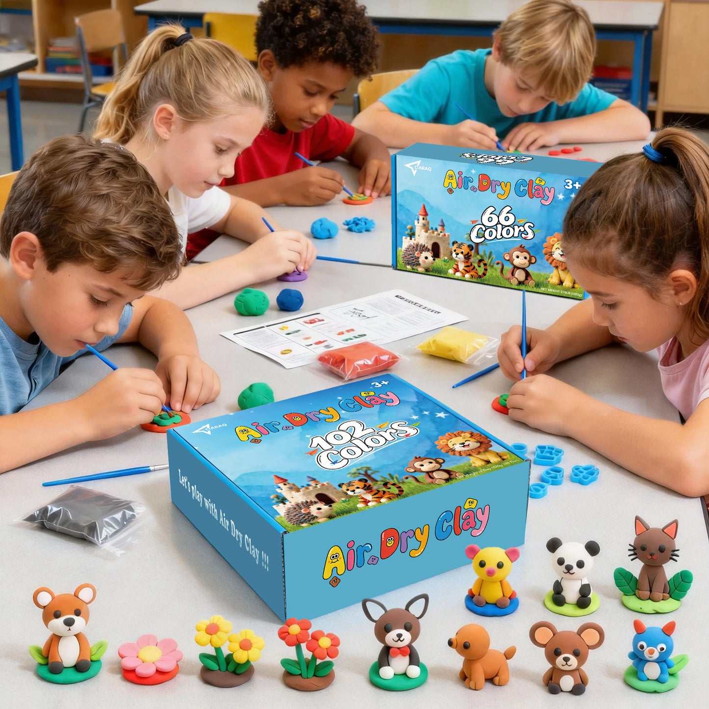 CiaraQ Air Dry Clay 66 Colors, Kids Toys Modeling Clay Kit, Soft and Non-Sticky, Art and Crafts for Boys & Girls 3-12 Years Old