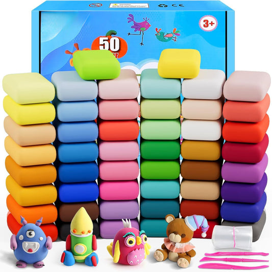 Modeling Clay Kit - 50 Colors Air Dry Ultra Light Clay, Safe & Non-Toxic, Great Gift for Kids.