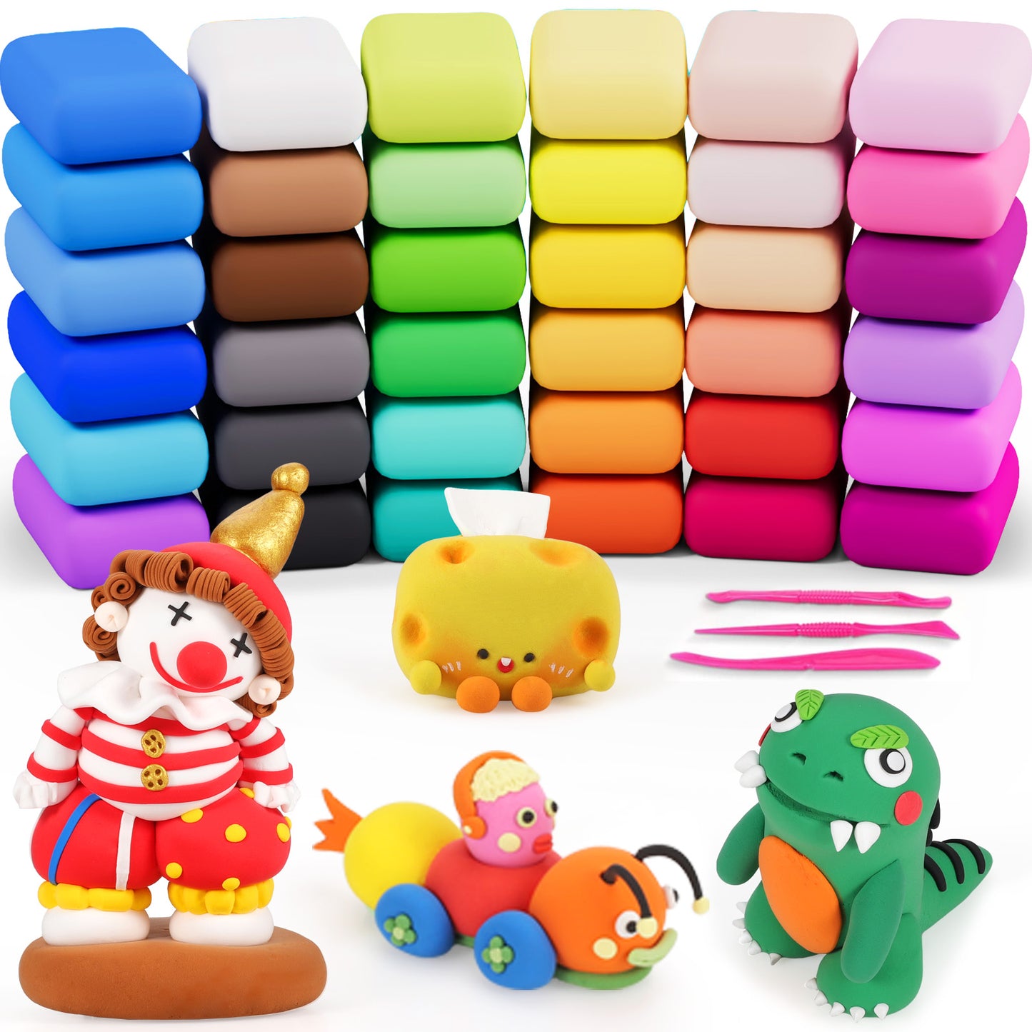 CiaraQ Modeling Clay Kit - 36 Colors Air Dry Ultra Light Clay, Safe & Non-Toxic, Great Gift for Kids.