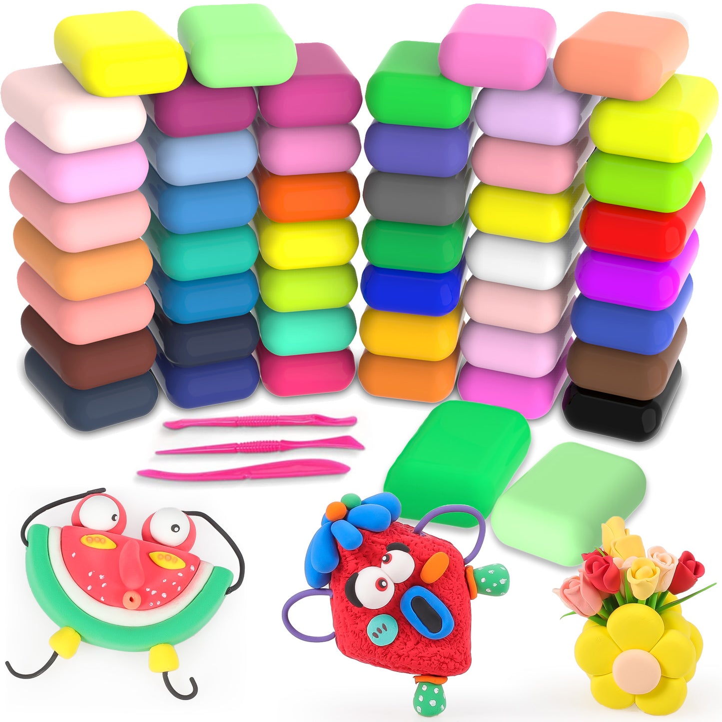 CiaraQ Air Dry Clay - 48 Colors DIY Modeling Clay Kit with Sculpting Tools, Great Gift for Kids