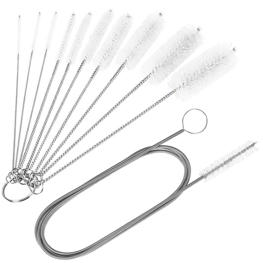 CiaraQ Flexible Long Drain Brush 60 inch and 8Inch Nylon Long CPAP Tube Cleaning Brush,Pipe Cleaners Brush for Home Kitchen Sink Plumbing,Set of 11pcs, White