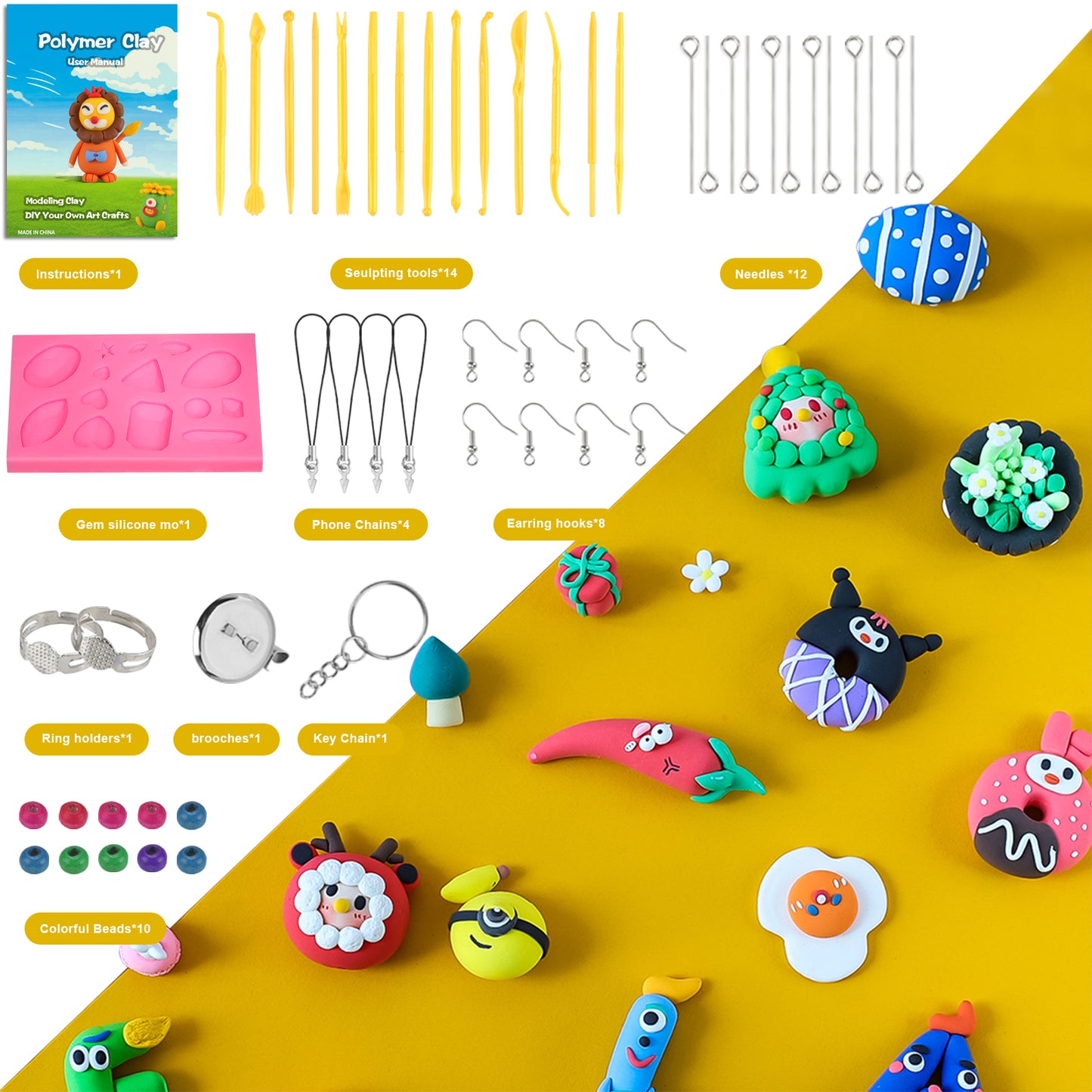 CiaraQ Polymer Clay Starter kit, Oven Bake Modeling Clay with Sculpting Tools, 70 Colors, 3.69 lbs