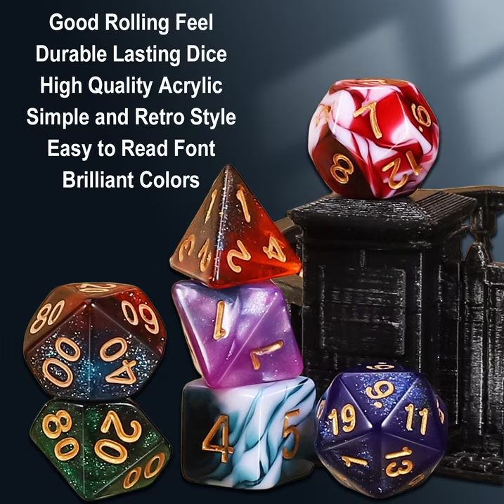 CiaraQ DND Dice Set - 42 Pcs polyhedral dice Set with 6 Colorful Bag and PU Leather Velvet Tray for Dungeons Dragons D&D RPG MTG Table Games
