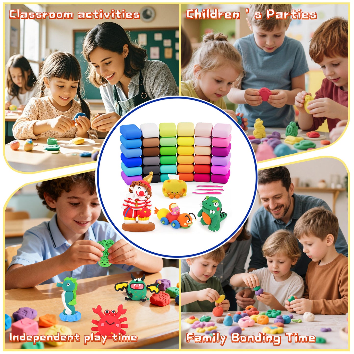 CiaraQ Modeling Clay Kit - 36 Colors Air Dry Ultra Light Clay, Safe & Non-Toxic, Great Gift for Kids.