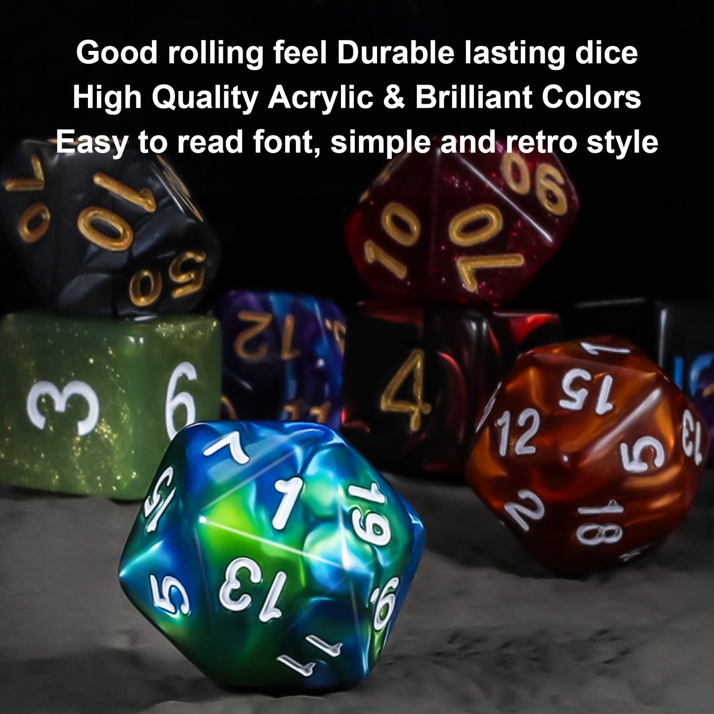 CiaraQ DND Dice Set 25 X7 Polyhedral Dice (175 PCS), 1 Large Flannel Bag, Suitable for Dungeons and Dragons D&D RPG MTG Table Games, Suitable for Over 14 Years Old