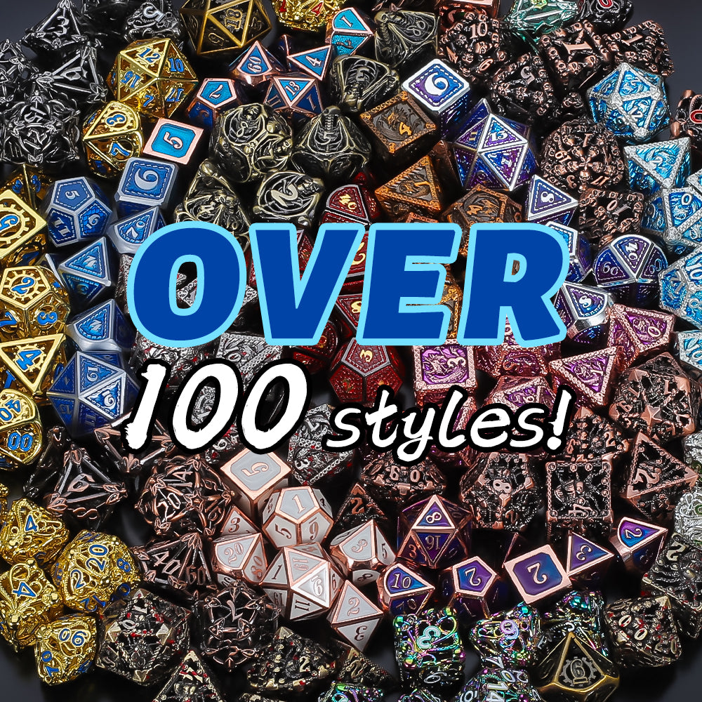 CiaraQ Mystery Metal DND Dice Set – 7pc Blind Bag with Random Class & Funny DND Stickers – Metal Role Playing Dice for Dungeons and Dragons