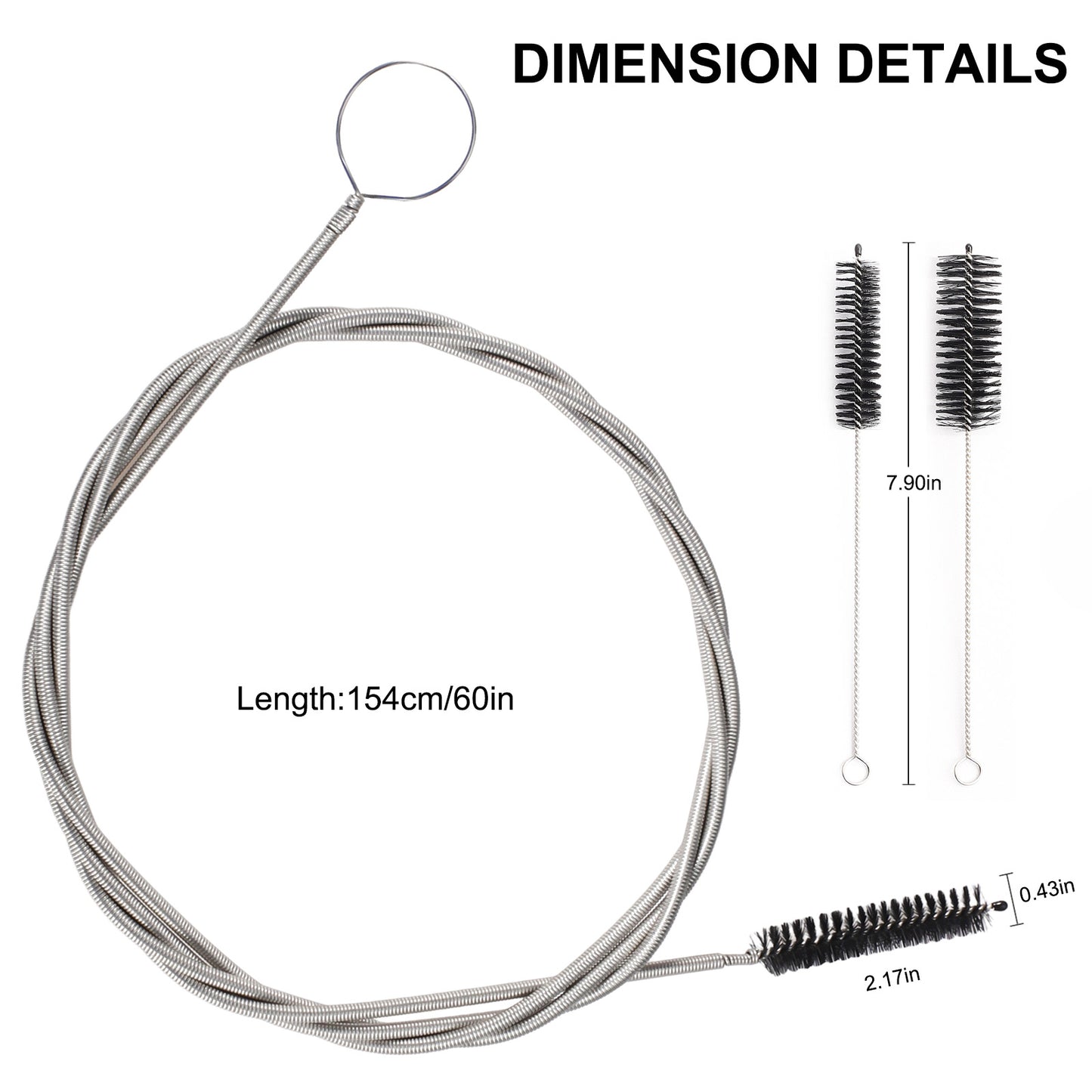 CiaraQ Flexible Long Drain Brush 60 inch and 8Inch Nylon Long CPAP Tube Cleaning Brush,Pipe Cleaners Brush for Home Kitchen Sink Plumbing,Set of 11pcs, Black