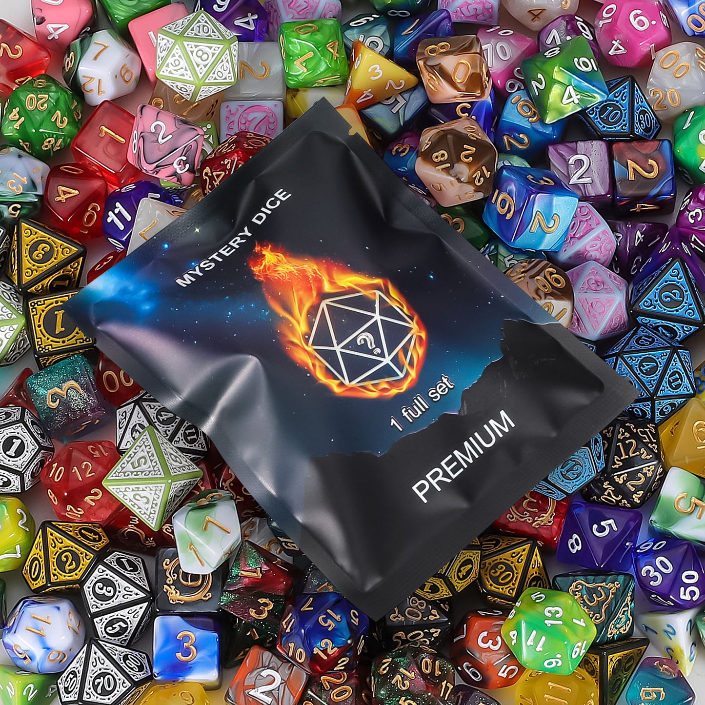 CiaraQ Polyhedral Dice - 8PCS Mystery Dice Set, Random D&D Dice Patterns & Bag, DND Gifts, Suitable for Dungeons and Dragons, RPG, MTG,Role Playing Table Game