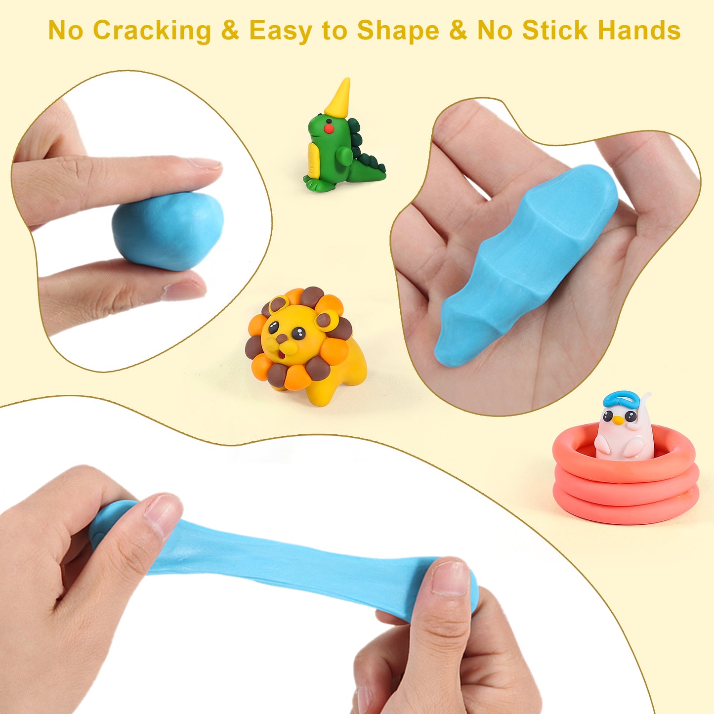 CiaraQ Polymer Clay with Sculpting Tools, 60 Colors Oven Bake Modeling Clay for Kids and Beginners