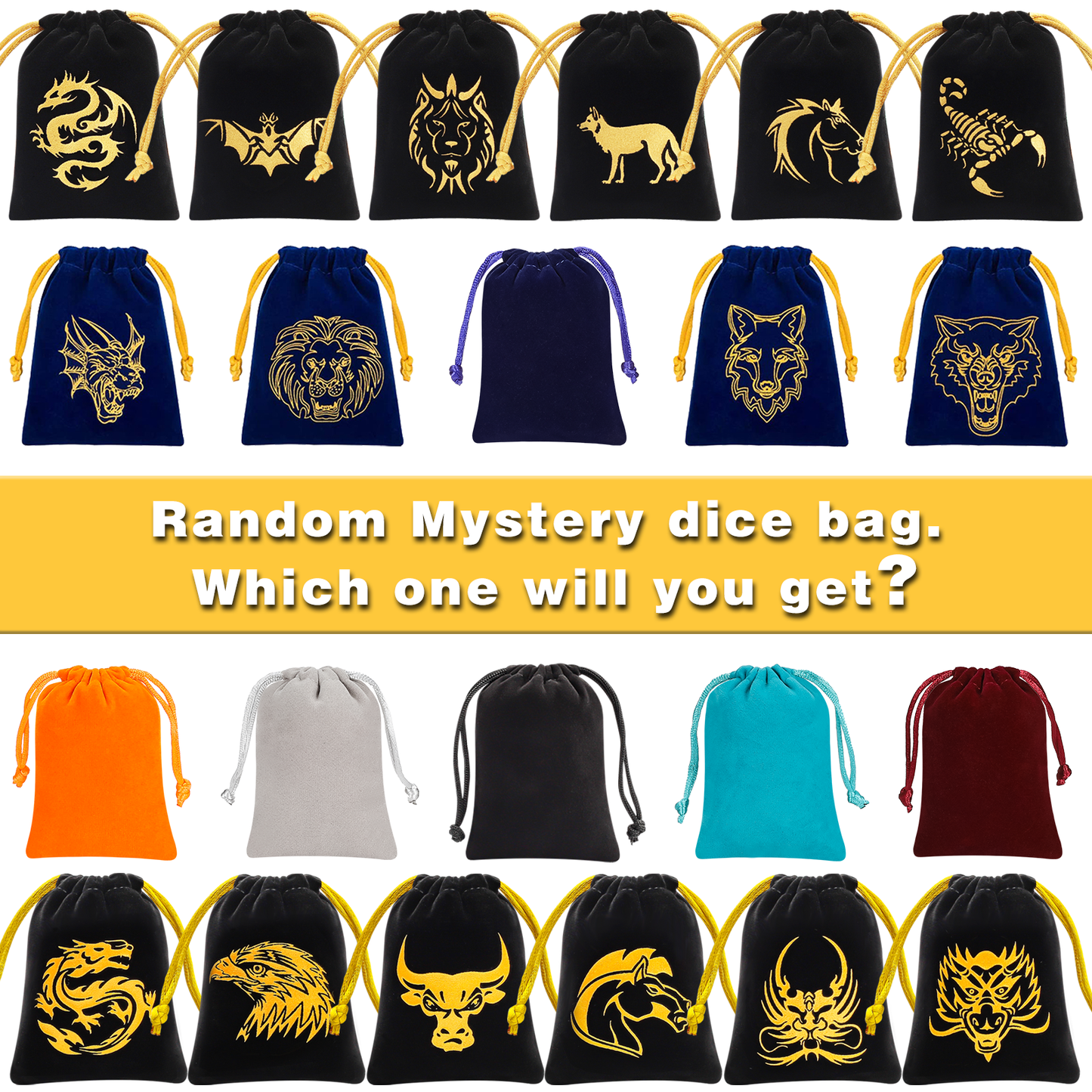 CiaraQ Polyhedral Dice - 8PCS Mystery Dice Set, Random D&D Dice Patterns & Bag, DND Gifts, Suitable for Dungeons and Dragons, RPG, MTG,Role Playing Table Game