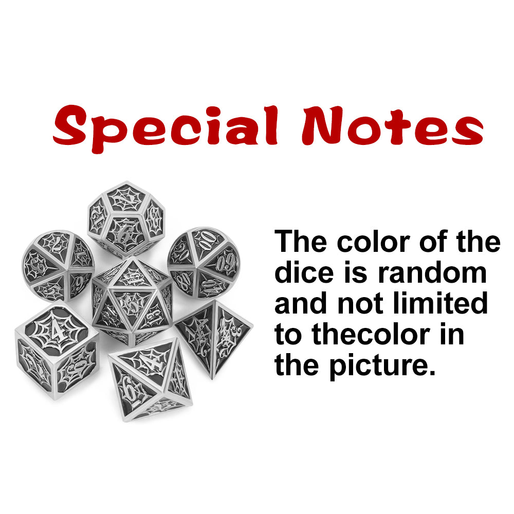 CiaraQ Mystery Metal DND Dice Set – 7pc Blind Bag with Random Class & Funny DND Stickers – Metal Role Playing Dice for Dungeons and Dragons