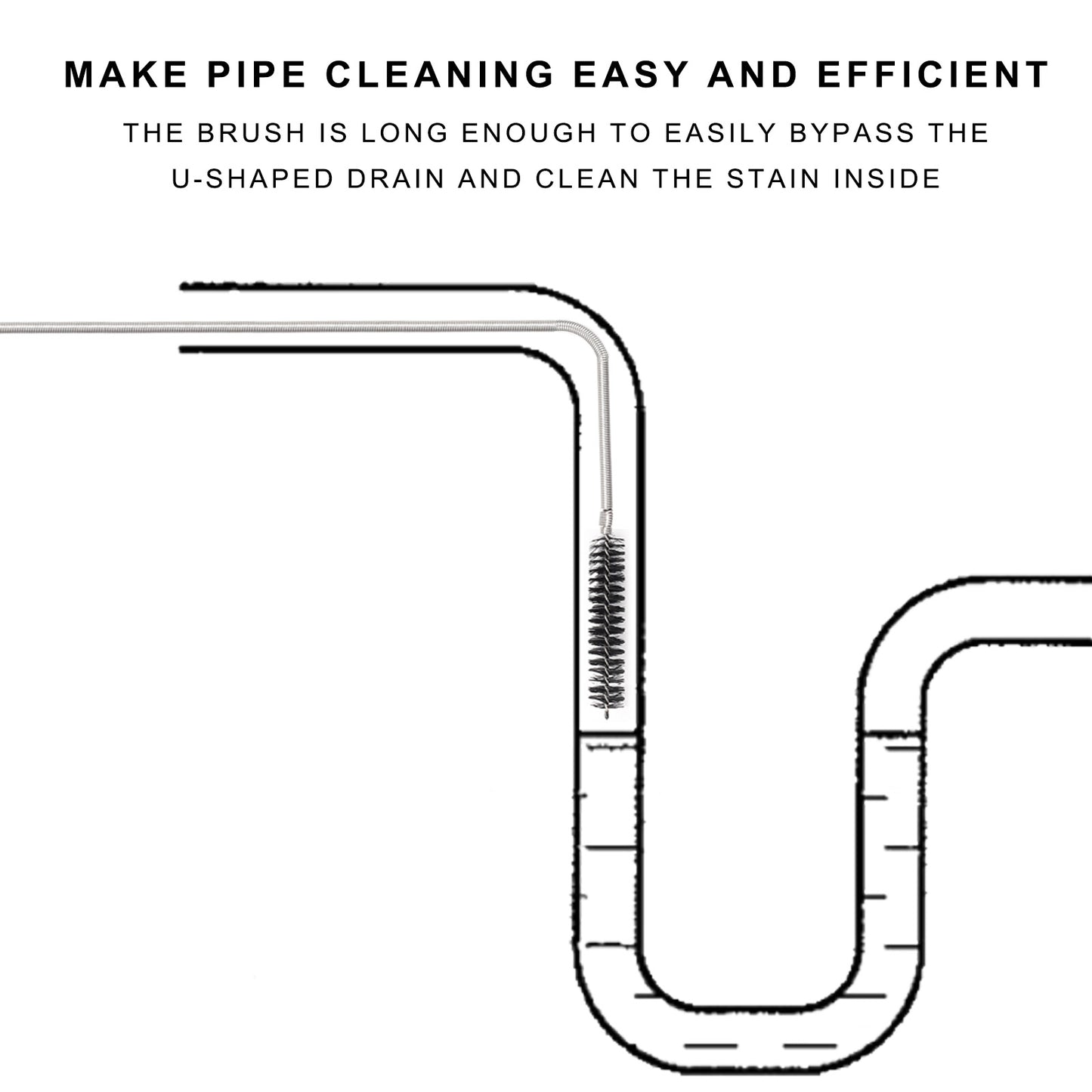 CiaraQ Flexible Long Drain Brush 60 inch and 8Inch Nylon Long CPAP Tube Cleaning Brush,Pipe Cleaners Brush for Home Kitchen Sink Plumbing,Set of 11pcs, Black