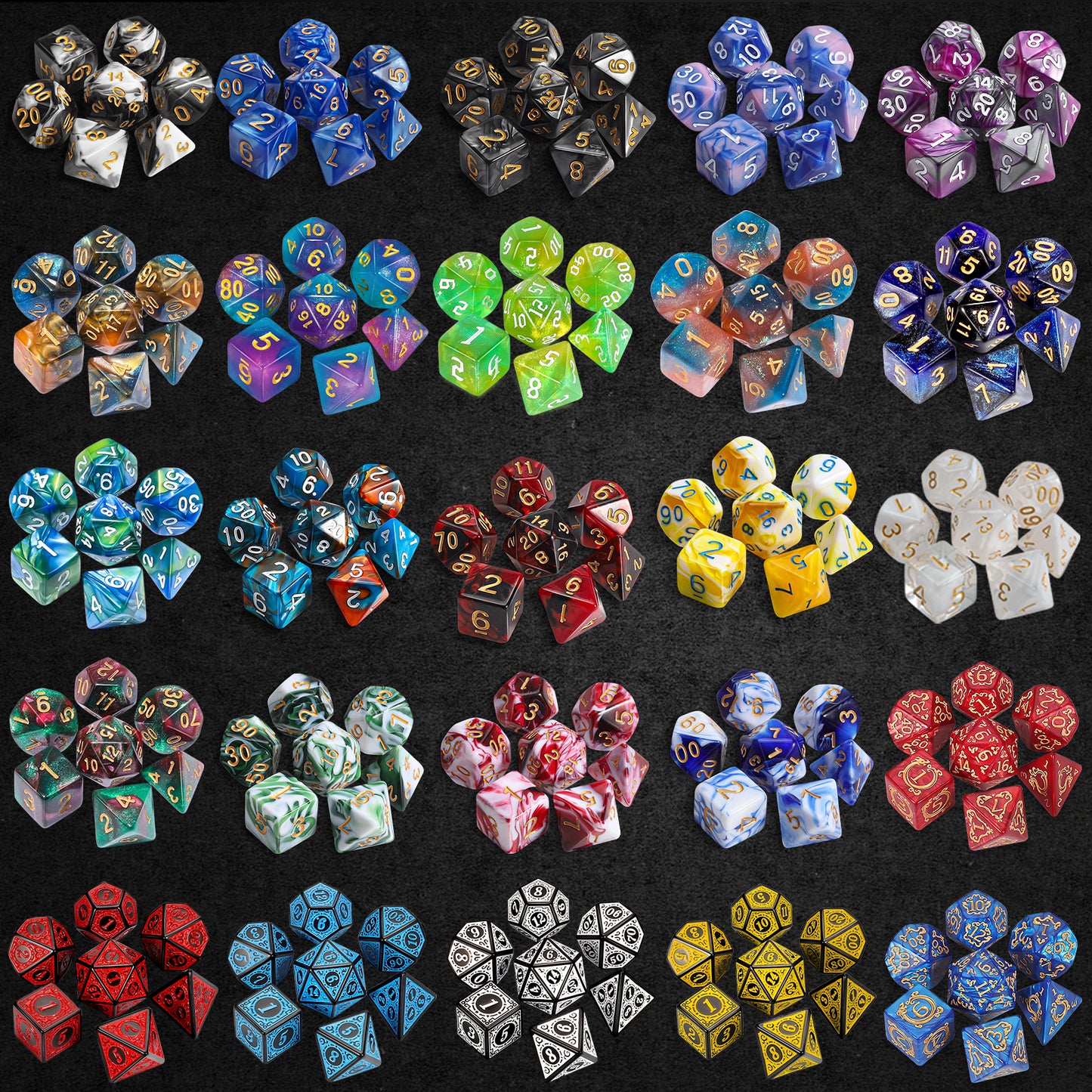 CiaraQ Polyhedral Dice - 8PCS Mystery Dice Set, Random D&D Dice Patterns & Bag, DND Gifts, Suitable for Dungeons and Dragons, RPG, MTG,Role Playing Table Game