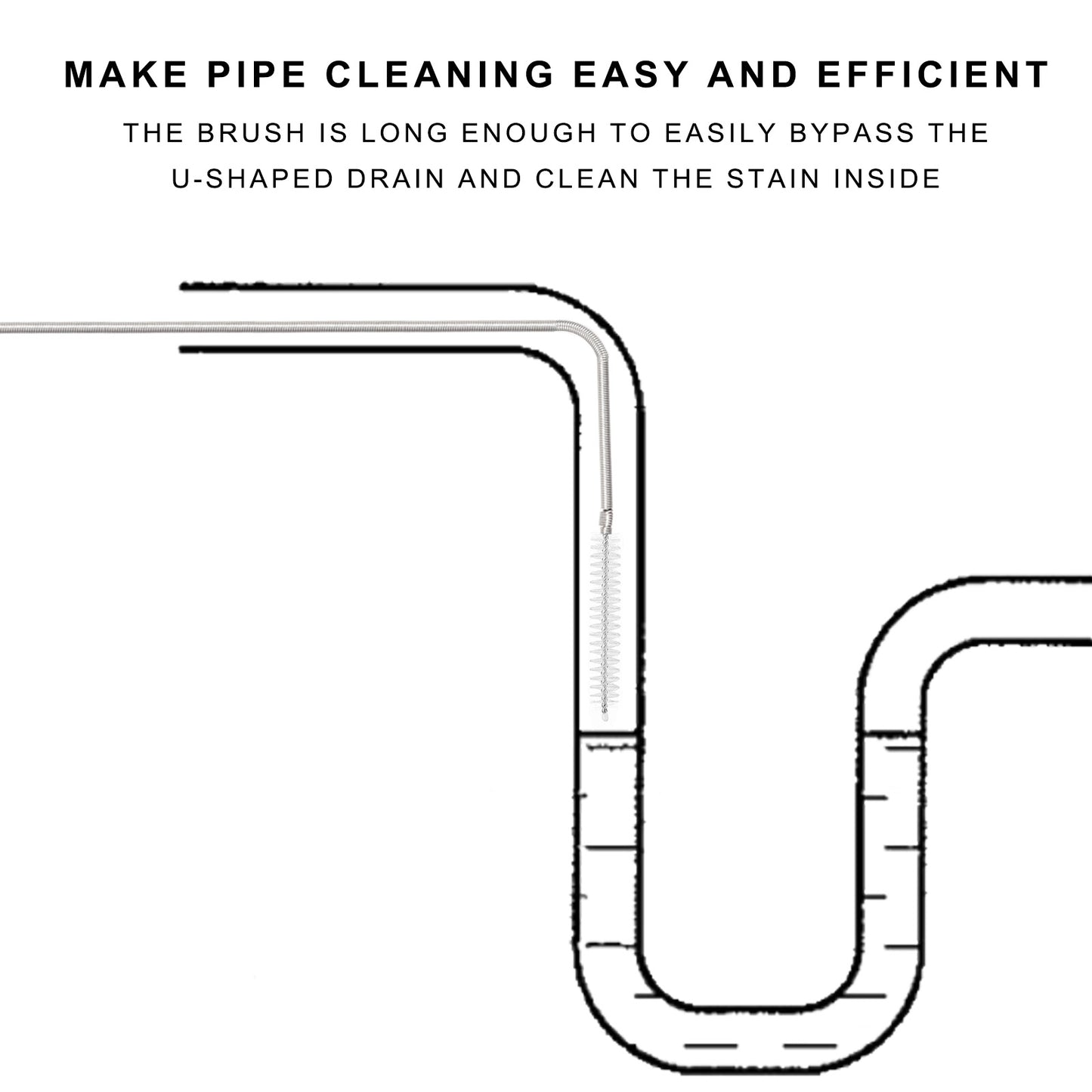 CiaraQ Flexible Long Drain Brush 60 inch and 8Inch Nylon Long CPAP Tube Cleaning Brush,Pipe Cleaners Brush for Home Kitchen Sink Plumbing,Set of 11pcs, White