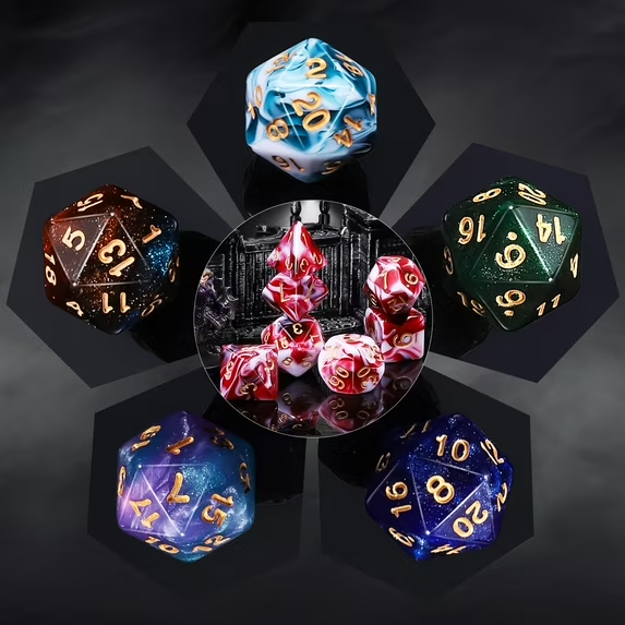 CiaraQ DND Dice Set - 42 Pcs polyhedral dice Set with 6 Colorful Bag and PU Leather Velvet Tray for Dungeons Dragons D&D RPG MTG Table Games