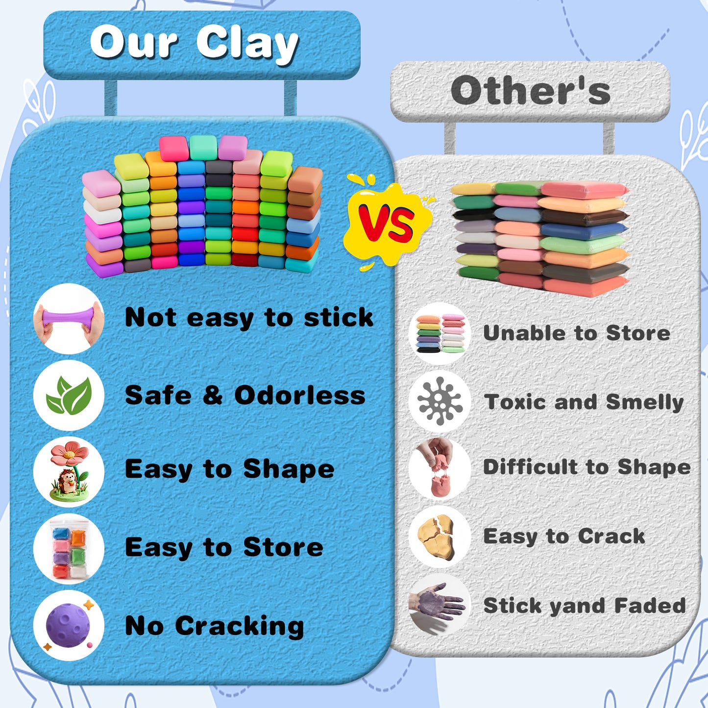 CiaraQ Air Dry Clay 102 Colors, Kids Toys Modeling Clay Kit, Soft and Non-Sticky, Art and Crafts for Boys & Girls 3-12 Years Old