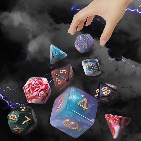 CiaraQ DND Dice Set - 42 Pcs polyhedral dice Set with 6 Colorful Bag and PU Leather Velvet Tray for Dungeons Dragons D&D RPG MTG Table Games