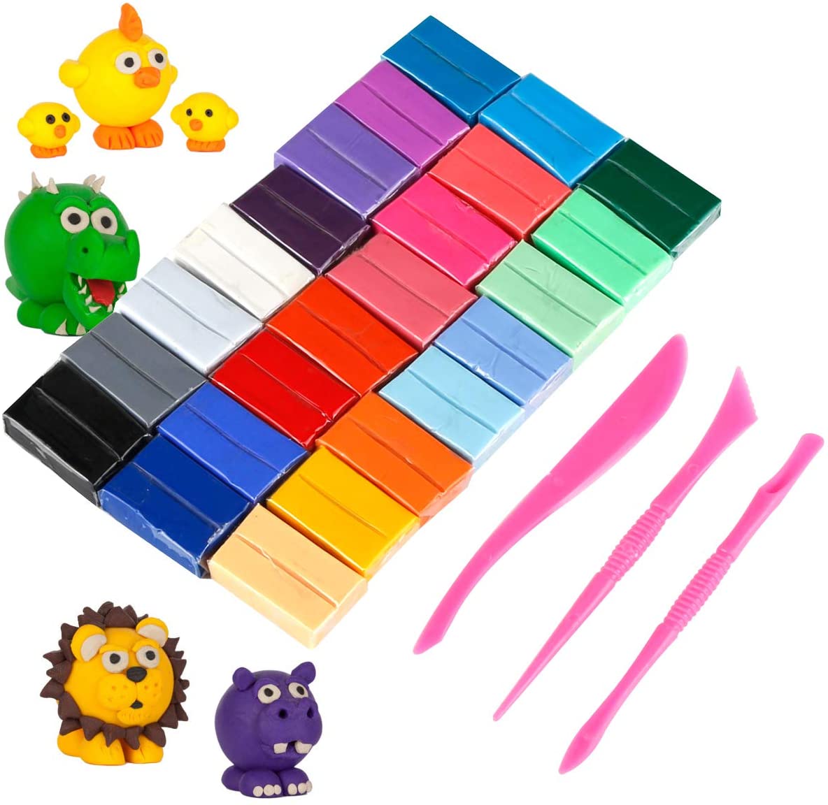 CiaraQ 24 Colors Small Block Polymer Clay Starter kit, Oven Bake Clay, CPSC Conformed Non-Toxic Molding DIY Clay, Great for Kids, Beginners.…