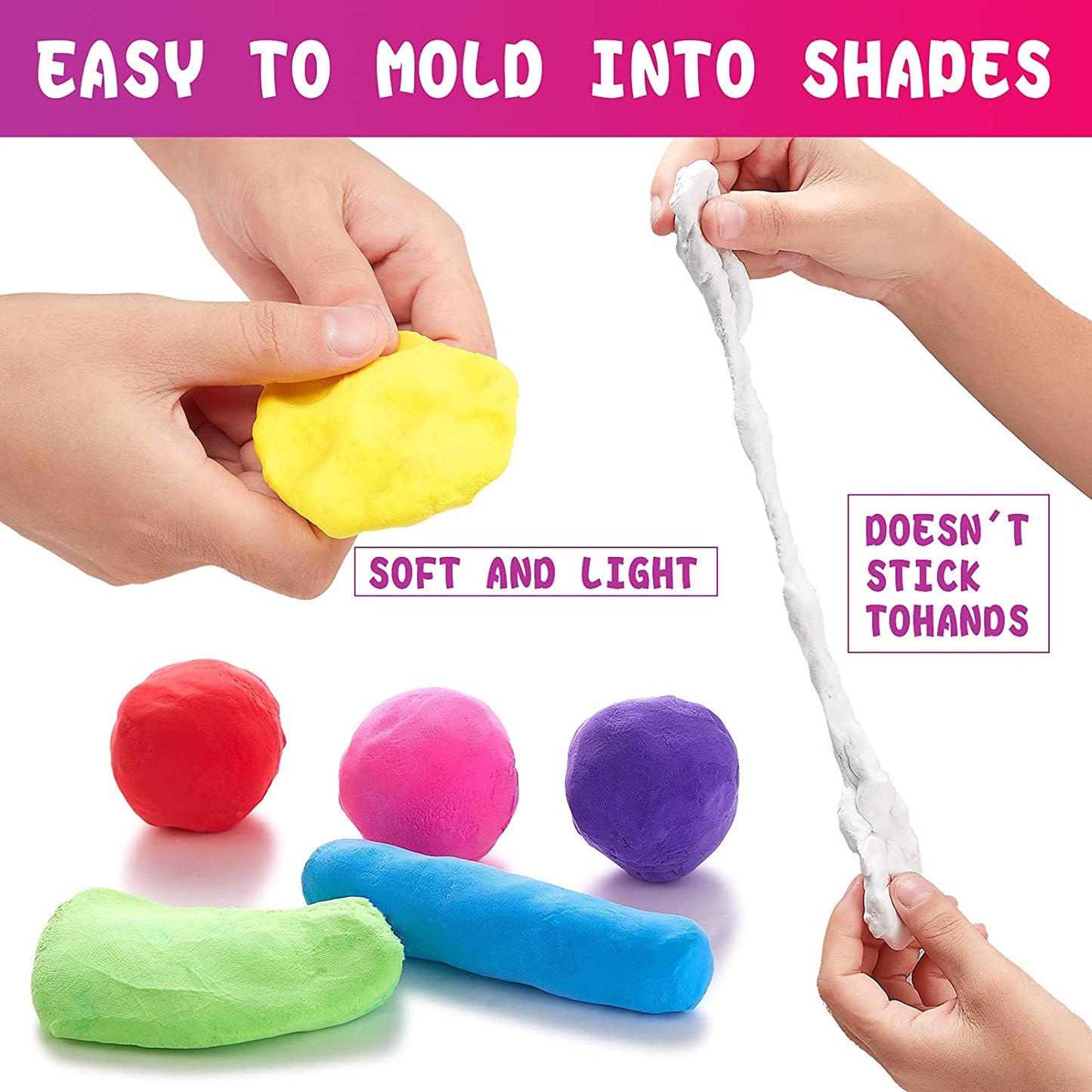 Modeling Clay Kit - CiaraQ 24 Colors Air Dry Ultra Light Magic Foam Clay, Safe & Non-Toxic, Great Gift for Kids.