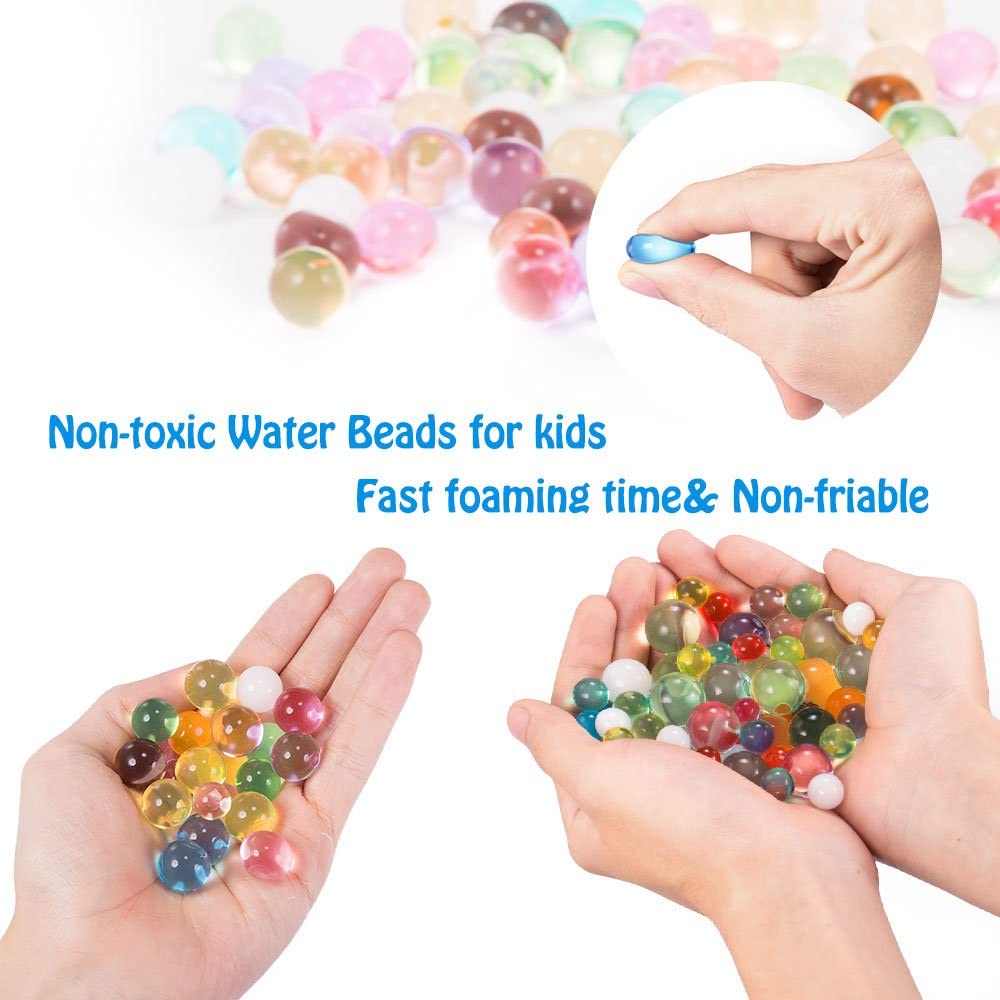 Water Beads (50000 pcs) Rainbow Mix Jelly Water Gel Beads Growing Balls for Kid Tactile Sensory Toys, Home Decoration, Plants Vase Filler.