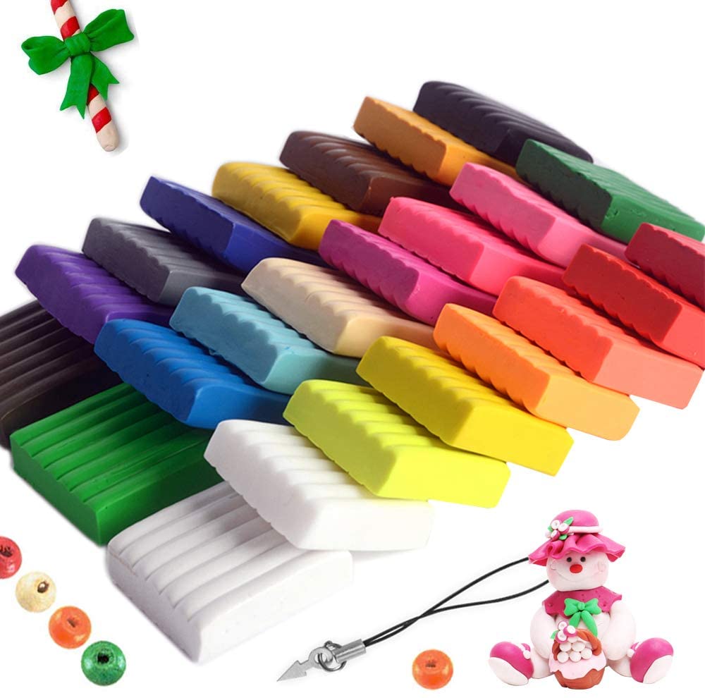 CiaraQ Polymer Clay Starter kit, 24 Colors Oven Bake Clay, Safe & Non-Toxic Molding Clay with Sculpting Tools.