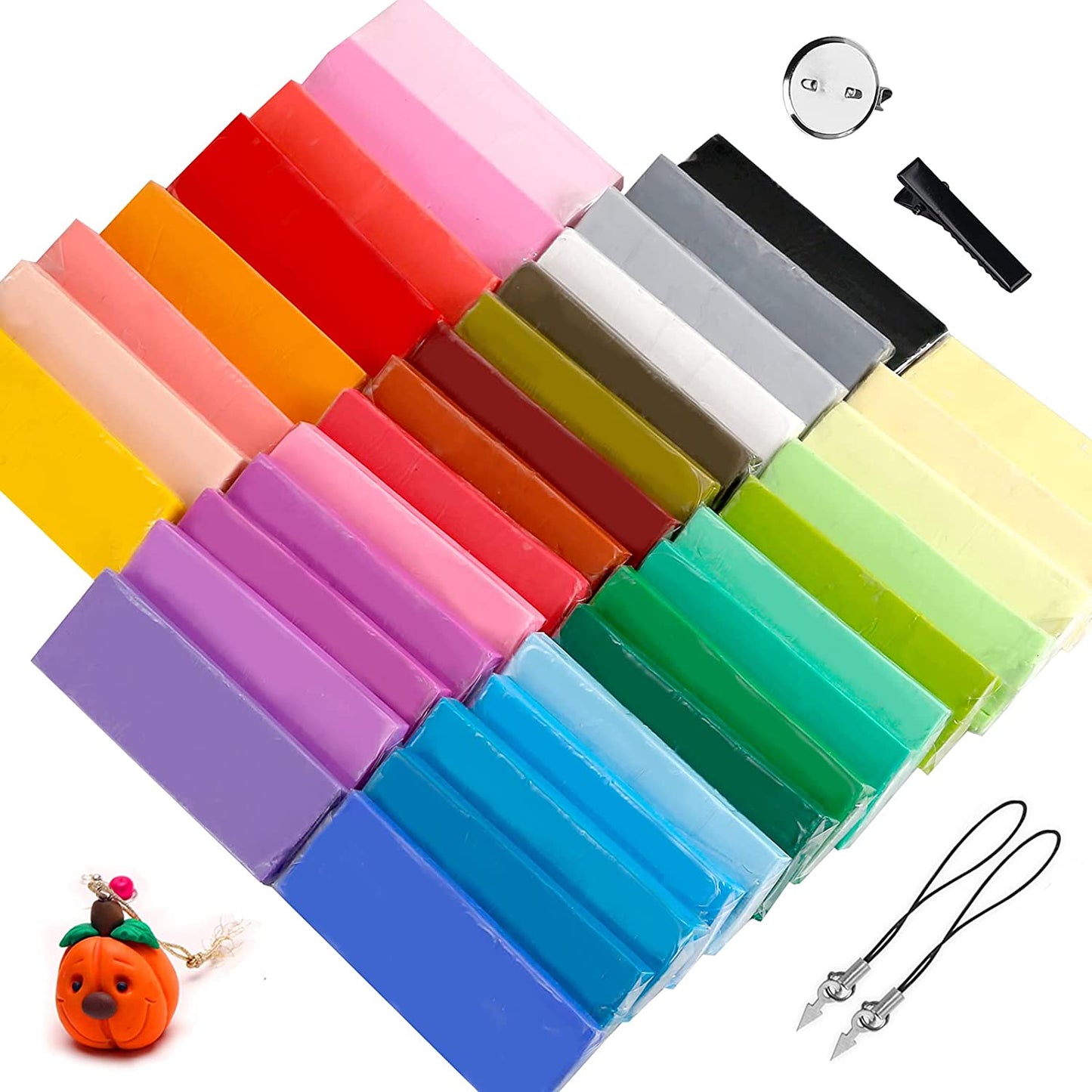 Polymer Clay Starter Kit, CiaraQ 36 Colors Oven Bake Modeling Clay, DIY Craft Clay with 5 Sculpting Tools, Accessories and Storage Box.