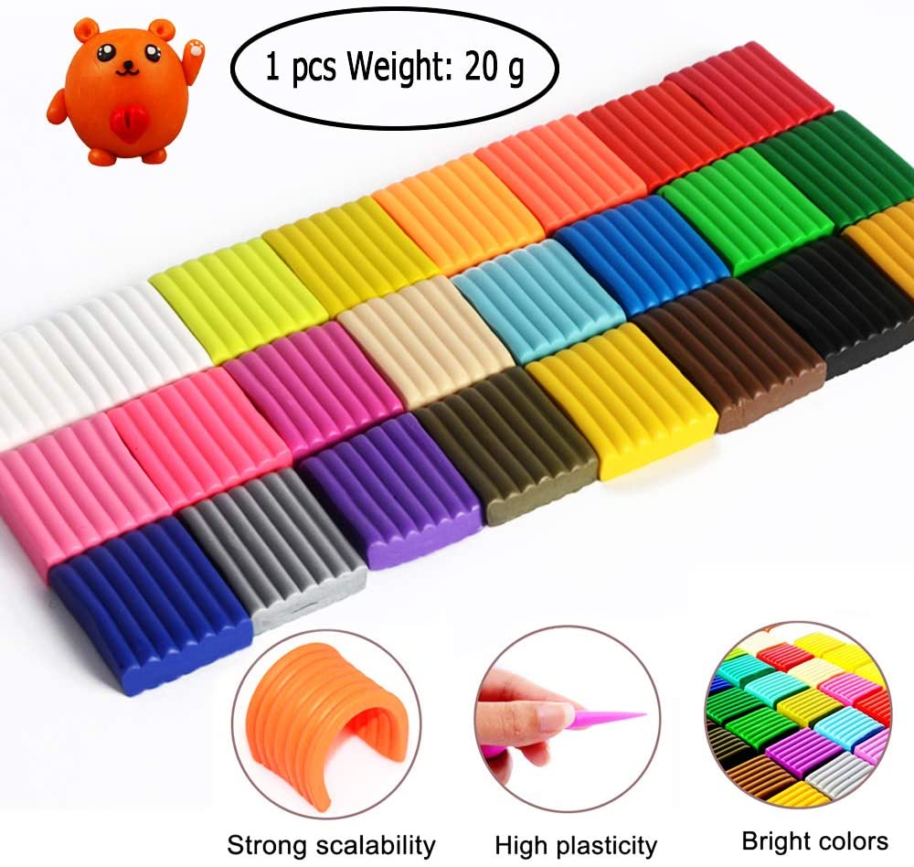 CiaraQ Polymer Clay Starter kit, 24 Colors Oven Bake Clay, Safe & Non-Toxic Molding Clay with Sculpting Tools.