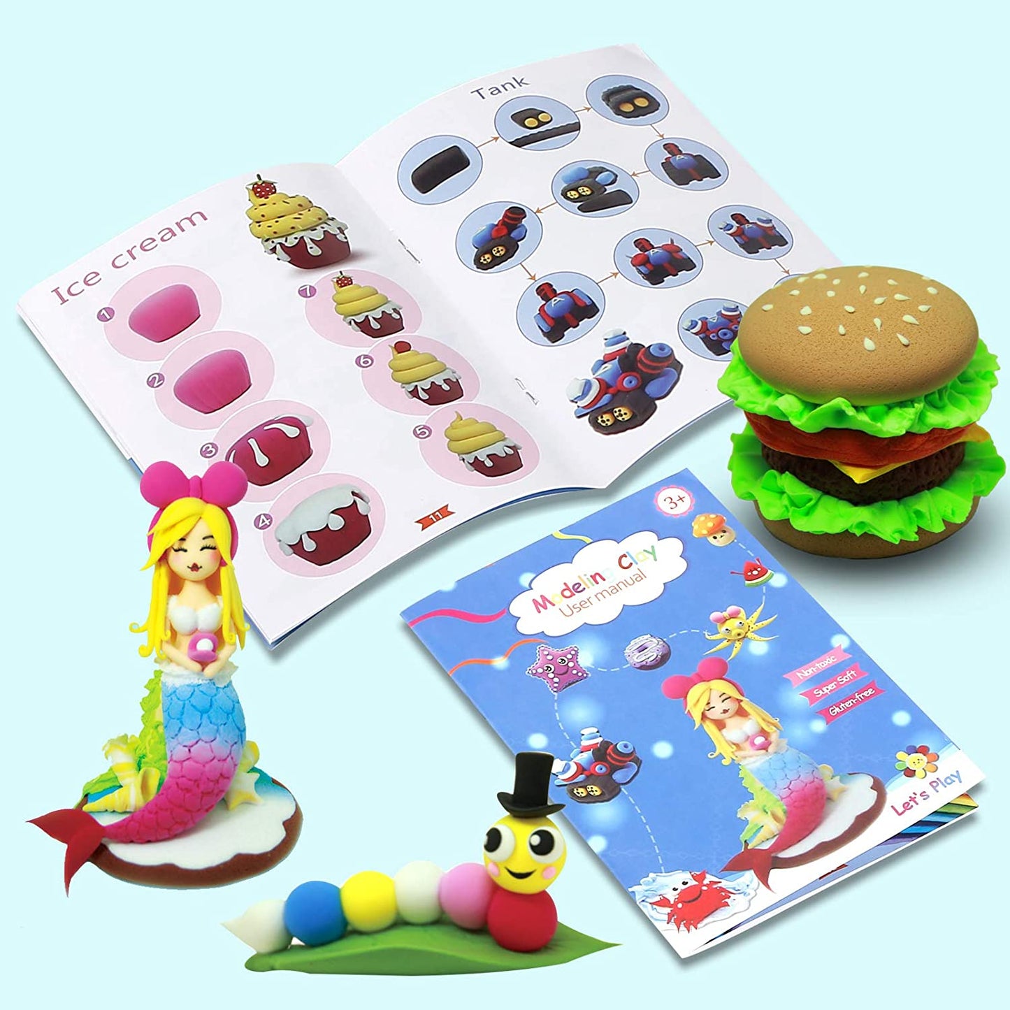 Modeling Clay Kit - 50 Colors Air Dry Ultra Light Clay, Safe & Non-Toxic, Great Gift for Kids.