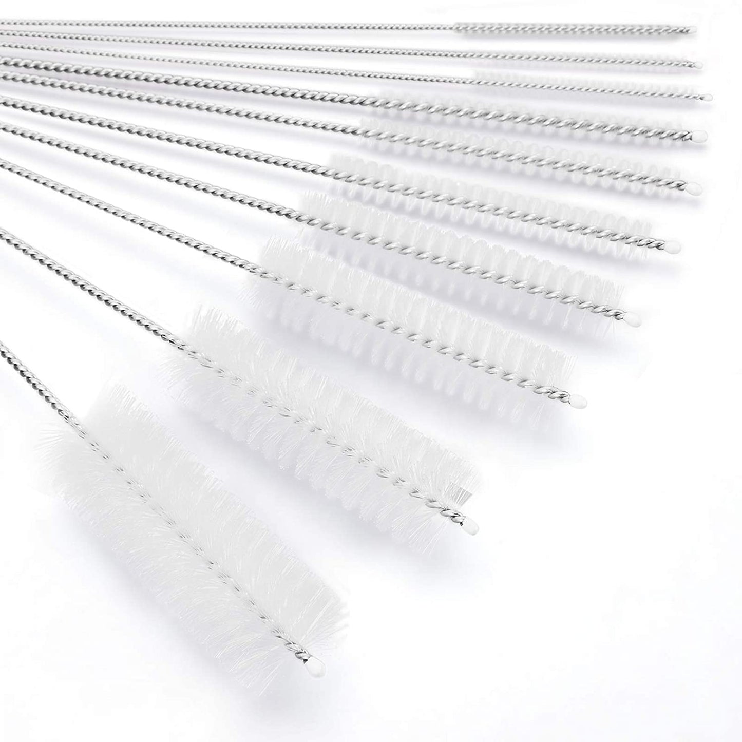 Bottle Cleaning Brushes, 8 Inch Nylon Tube Brush Set, Cleaner for Narrow Neck Bottles Cups with Hook, Set of 10pcs.