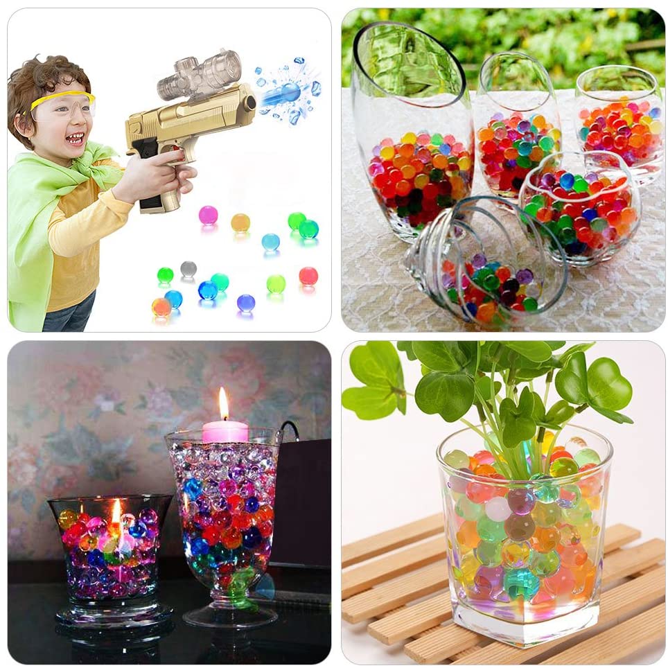 Water Beads (50000 pcs) Rainbow Mix Jelly Water Gel Beads Growing Balls for Kid Tactile Sensory Toys, Home Decoration, Plants Vase Filler.