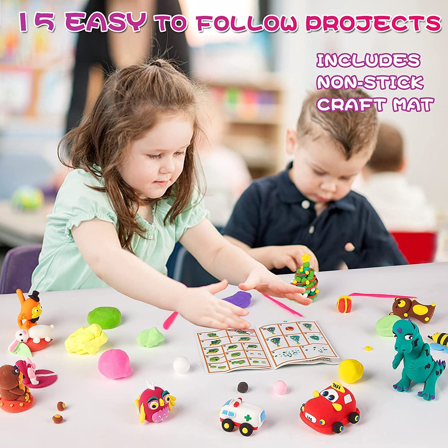 Modeling Clay Kit - CiaraQ 24 Colors Air Dry Ultra Light Magic Foam Clay, Safe & Non-Toxic, Great Gift for Kids.