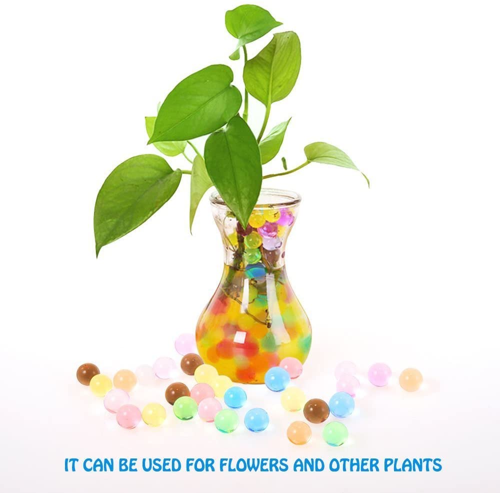 Water Beads (50000 pcs) Rainbow Mix Jelly Water Gel Beads Growing Balls for Kid Tactile Sensory Toys, Home Decoration, Plants Vase Filler.